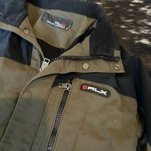 Men’s Ralph Lauren weather repellent  jacket. Army green with black trim.